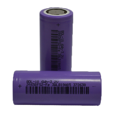 3300mAh 3.2V 10.6Wh Lithium Lifepo4 Batteries Rechargeable 26650 Cell